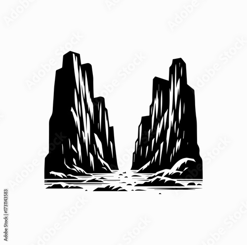 Ice Fjord Landscape Silhouette – Greenland Frozen Nature Icon