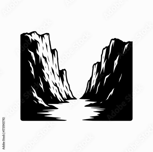 Ice Fjord Landscape Silhouette – Greenland Frozen Nature Icon