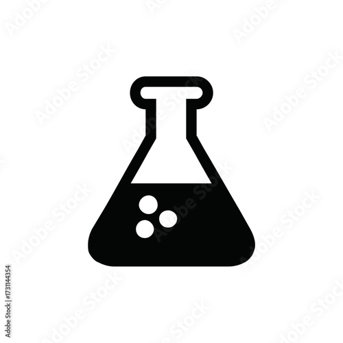 Clean vector graphic of a laboratory flask with bubbling liquid, symbolizing scientific research, chemistry, and experimentation. Ideal for educational materials and modern design