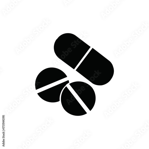 Medical capsule and pill icons representing healthcare and pharmaceutical treatment options