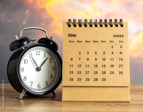 Clock and Calendar Showing Schedule.