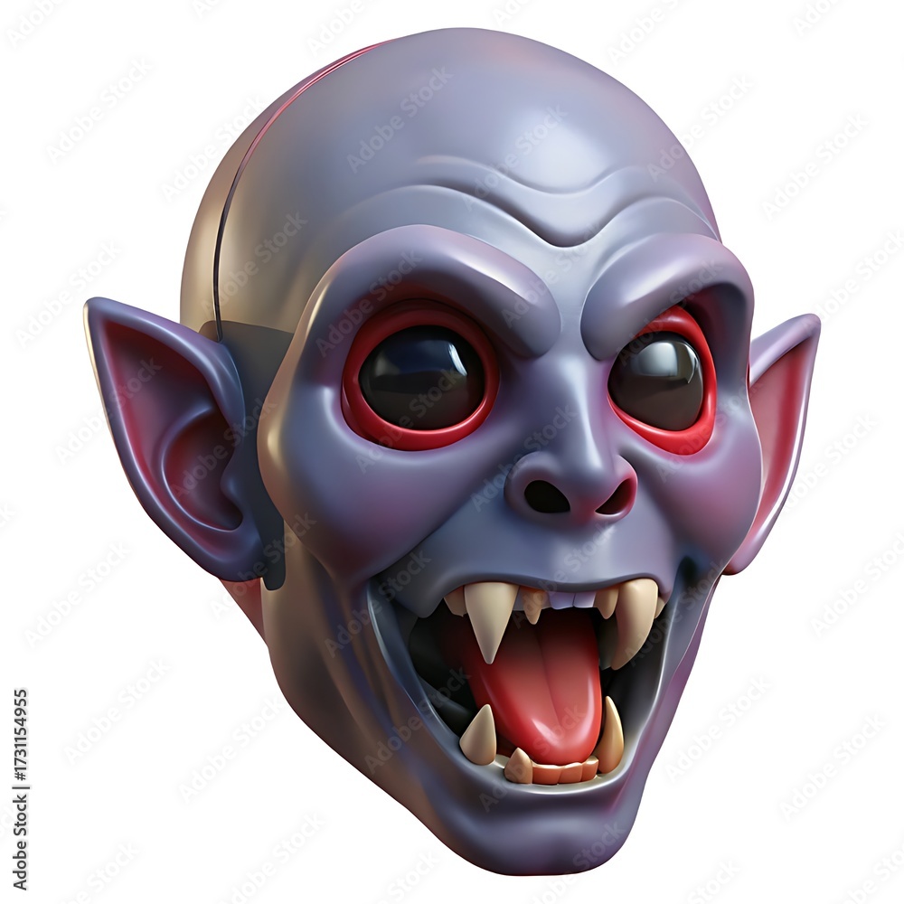 Naklejka premium Spooky vampire mask with fangs and red eyes