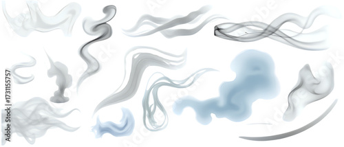 Various smoke and vapor illustrations on a white backdrop
