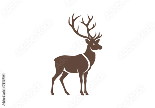 Majestic Brown Deer with Antlers Standing Tall.