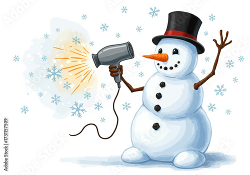 Snowman Meltdown A Humorous Illustration of Winters End.