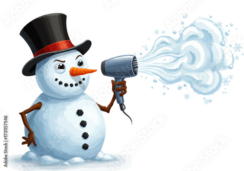 Snowman Meltdown A Humorous Winter Illustration.