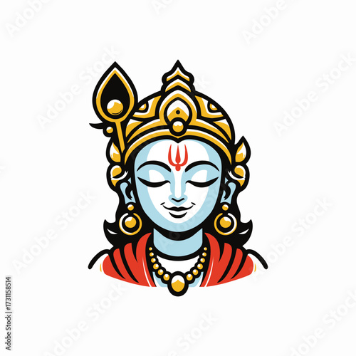 Lord khrisna hindu india vector design art illustration
