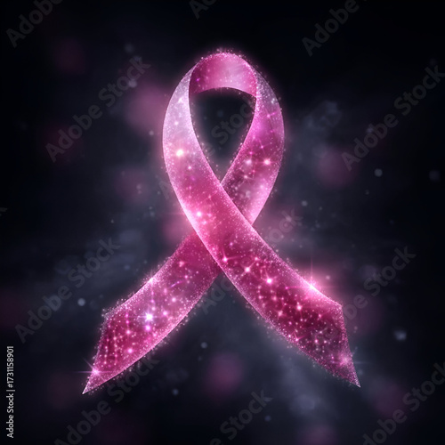 Wallpaper Mural A sparkling pink ribbon symbolizing awareness and hope against cancer. Torontodigital.ca