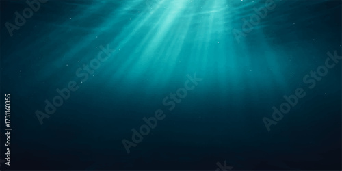 Bright sunlight beams through the deep blue ocean, creating a stunning loop of an underwater world with dancing rays