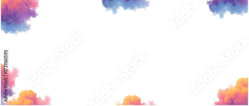 Watercolor clouds framing a white space in the center
