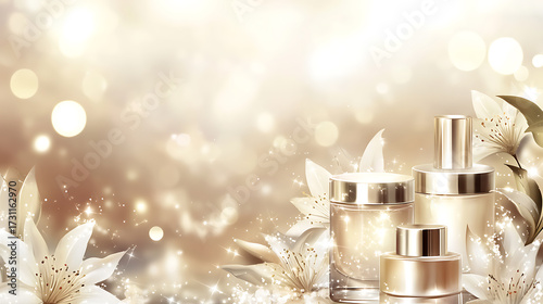 A cute cosmetic-themed background, perfect for use as a decorative backdrop or wallpaper.