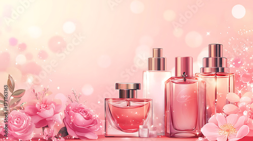 A cute cosmetic-themed background, perfect for use as a decorative backdrop or wallpaper.