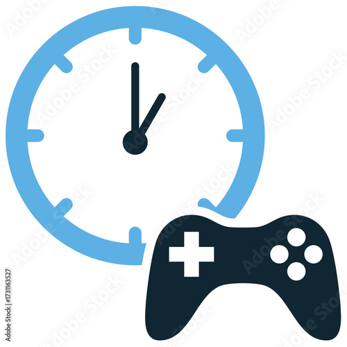 Game time icon vector. Perfect for gaming, sessions, and timing themes. A clear symbol representing in-game time or duration, ideal for display in user interfaces and game metrics.