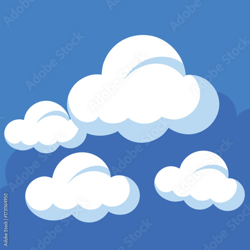 Cartoon Clouds in a Bright Blue Sky white fluffy