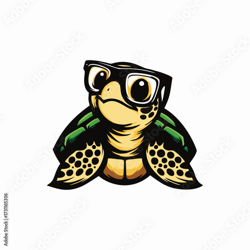Turtle glasses vector design art illustration