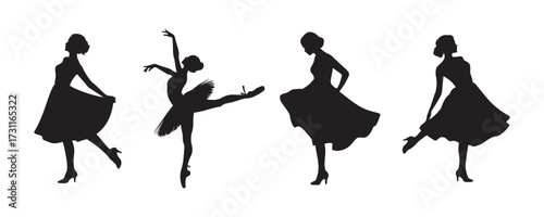 Pin Up Girl Silhouettes Vector Illustration
