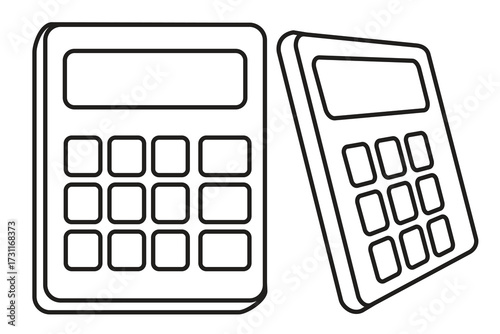 Vector illustration of calculator in simple outline style. Suitable for education, finance, accounting, business, and office design projects.