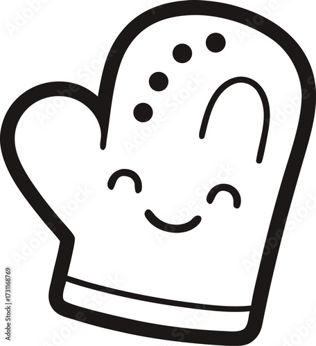 Cute Oven Mitt Doodle Vector Illustration Stylish