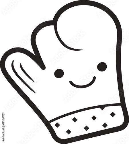 Kitchen Oven Glove Hand Drawn Graphic