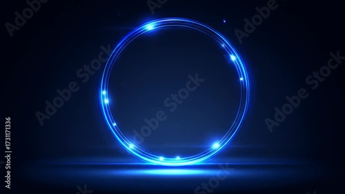 Wallpaper Mural Glowing blue circle with lights and sparks on dark background Torontodigital.ca