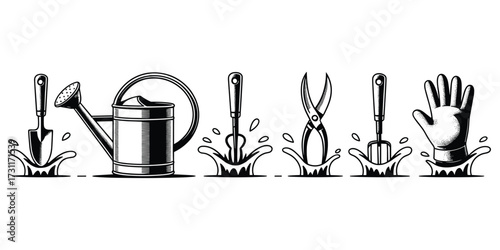 Gardening Tools Vector Set for Garden Equipment Graphic Illustration