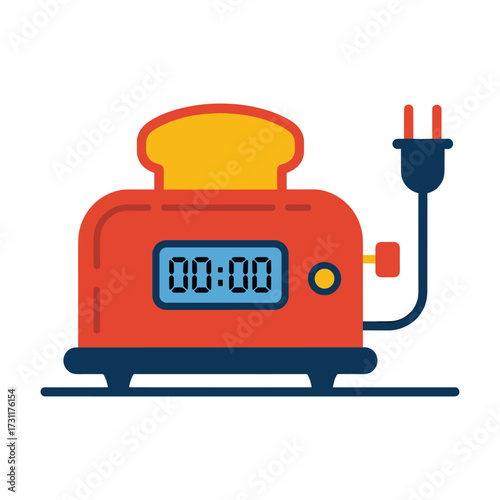 Toaster with Bread Breakfast Appliance Kitchen Vector Illustration