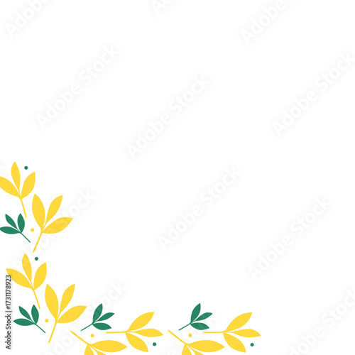 Yellow and green leaf corner with watercolor effect, ideal for cheerful, autumn, or seasonal design compositions.
