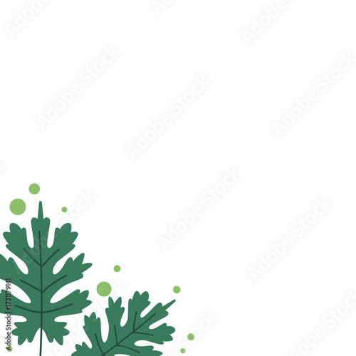 Oak leaf corner with scattered green dots, adding playful texture to nature, organic, or whimsical design applications.

