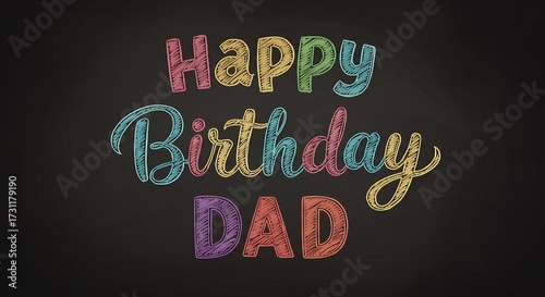 Happy birthday dad greeting on chalkboard background