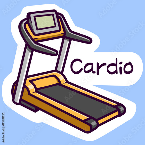 treadmill cartoon sticker illustration