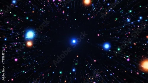 Abstract Colorful Light Particles Tunnel - Cosmic Digital Art