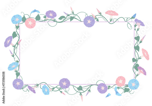 Pastel Morning Glory Flower Frame.