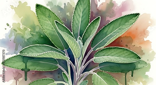 Watercolor botanical leaves illustration