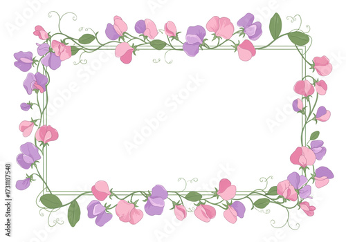 Sweet Pea Flower Frame Border Design.