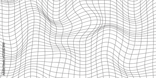Abstract wavy 3d mesh on a white background. Geometric dynamic wave.