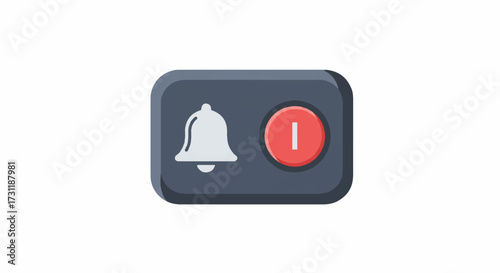 A vibrant flat vector icon depicting a red nurse call button with a clear patient alert symbol, isolated, signifying urgent medical assistance and essential communication.