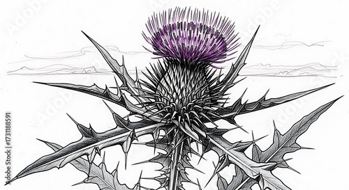 Sketch drawing of thistle flower