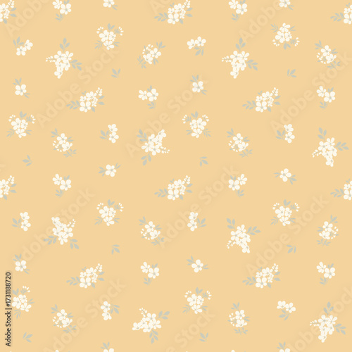 Flower pattern. Ditsy floral seamless pattern. Small little flower background. Repeat pattern. Ditsy print. Botanic surface design. Ditsy floral flower pattern for fashion, fabric, wrapping, decor
