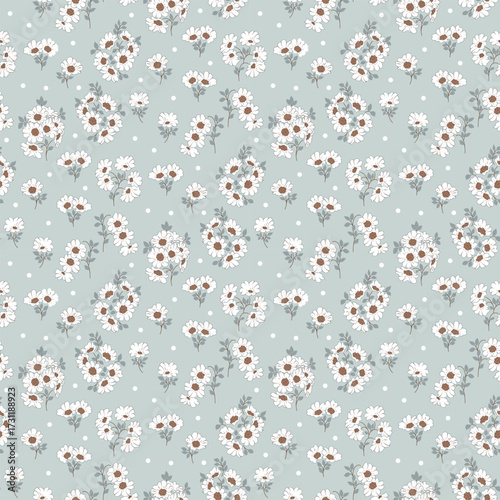 Wallpaper flower pattern. Ditsy floral seamless pattern. Small little flower background. Repeat pattern. Ditsy print. Botanic surface design. Ditsy floral flower pattern for fashion, fabric, texture