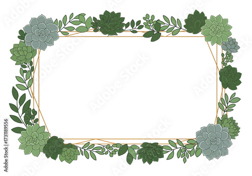 Green Succulents Frame Border Design.