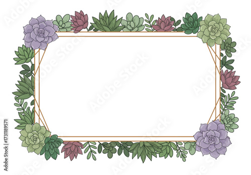 Succulent Plants Frame Border Design.