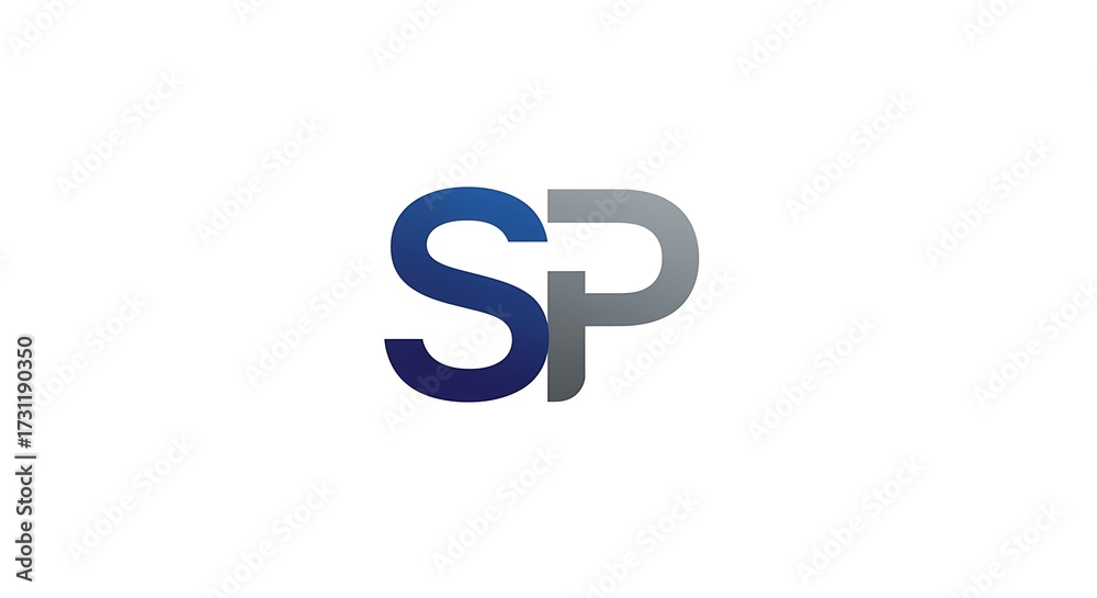 Fototapeta premium Abstract logo design blue and gray letters sp on white background