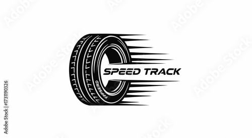 Dynamic tire graphic for automotive or racing brand identity, perfect for logos and promotional material, conveying speed and performance