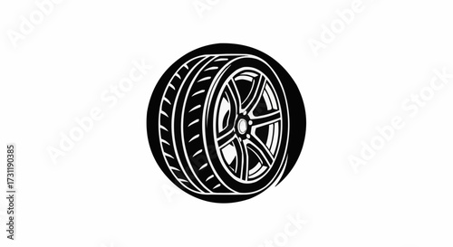 Sleek tire design with bold rim, symbolizing speed, power, and precision for automotive or motorsport visuals, adding a dynamic touch to any project