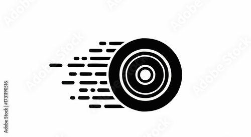 Dynamic tire speeding with blurred motion, a symbol of fast automotive service or racing performance, originally a scalable vector graphic for sleek designs