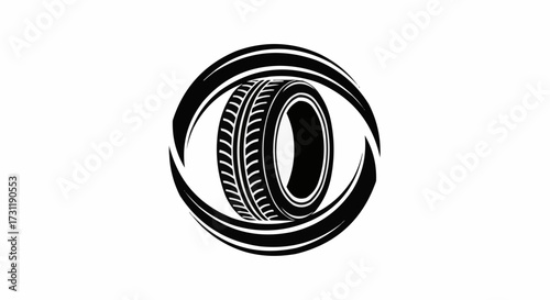 Sleek tire logo design showcasing automotive power and precision with dynamic tread in a modern, minimalist style for branding and promotions