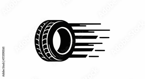 Dynamic tire icon showcasing speed and movement, perfect for automotive designs, racing themes, and transportation concepts, originally a vector graphic
