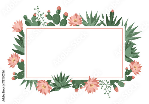 Cactus and succulent plants frame.