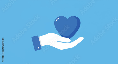 A supportive vector illustration presents a medical heart cradled within a caring hand, clearly conveying health, compassion, and dedicated patient support with a modern, flat graphic style.