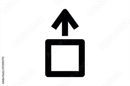 Black arrow pointing upwards from a rounded square icon on white background up arrow upward arrow